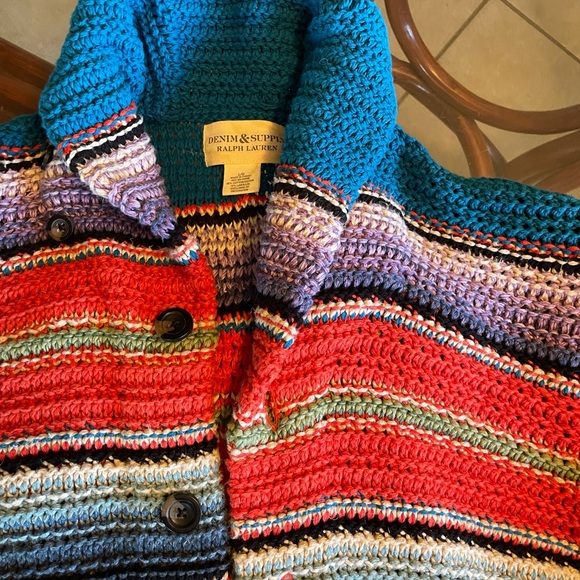 Ralph Lauren Denim and Supply Cotton and Linen Cardigan excellent comfy colorful - Picture 12 of 12